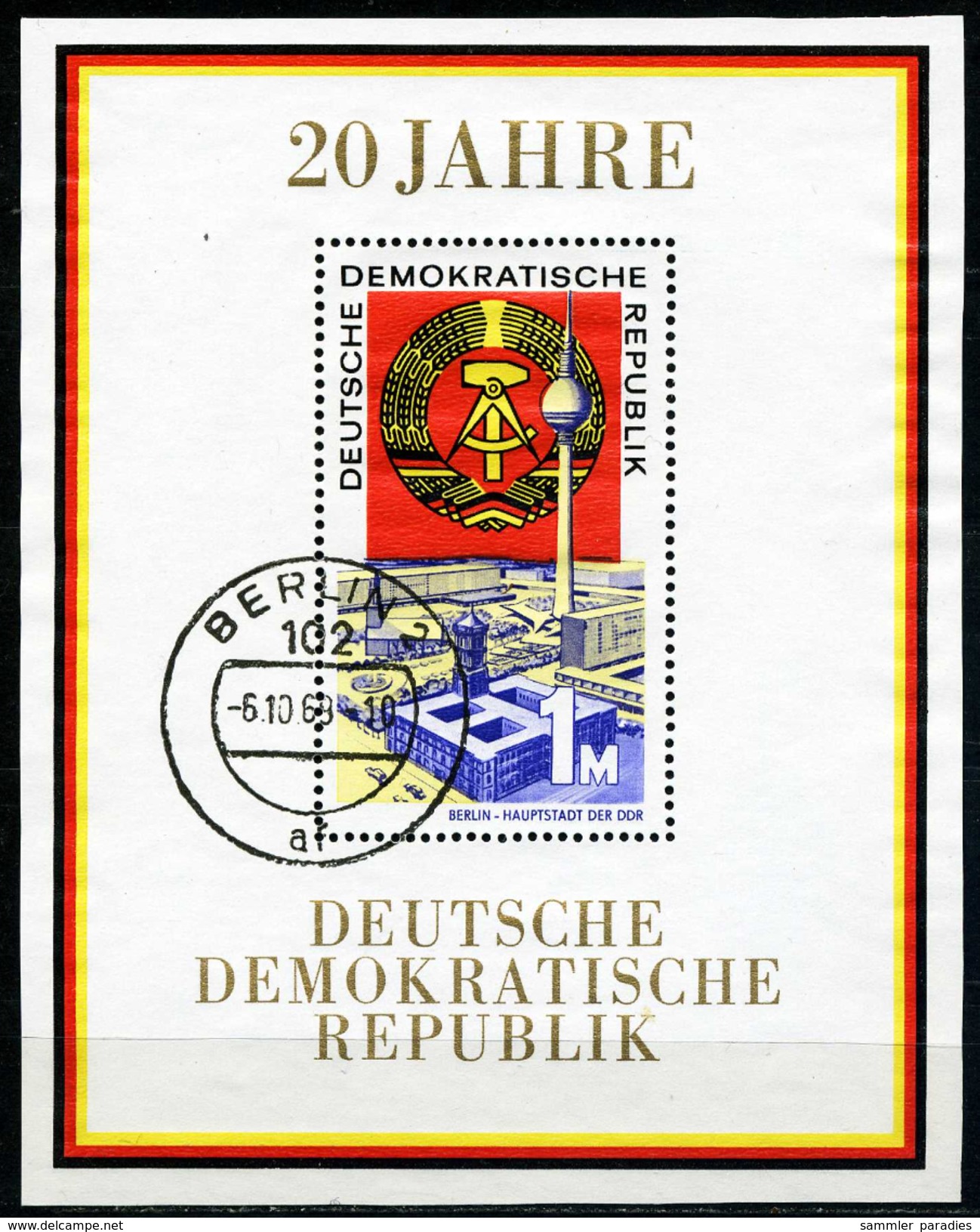DDR - Michel Block 28 = 1507 - OO Gestempelt (B) - 20 Jahre DDR I - Gebraucht
