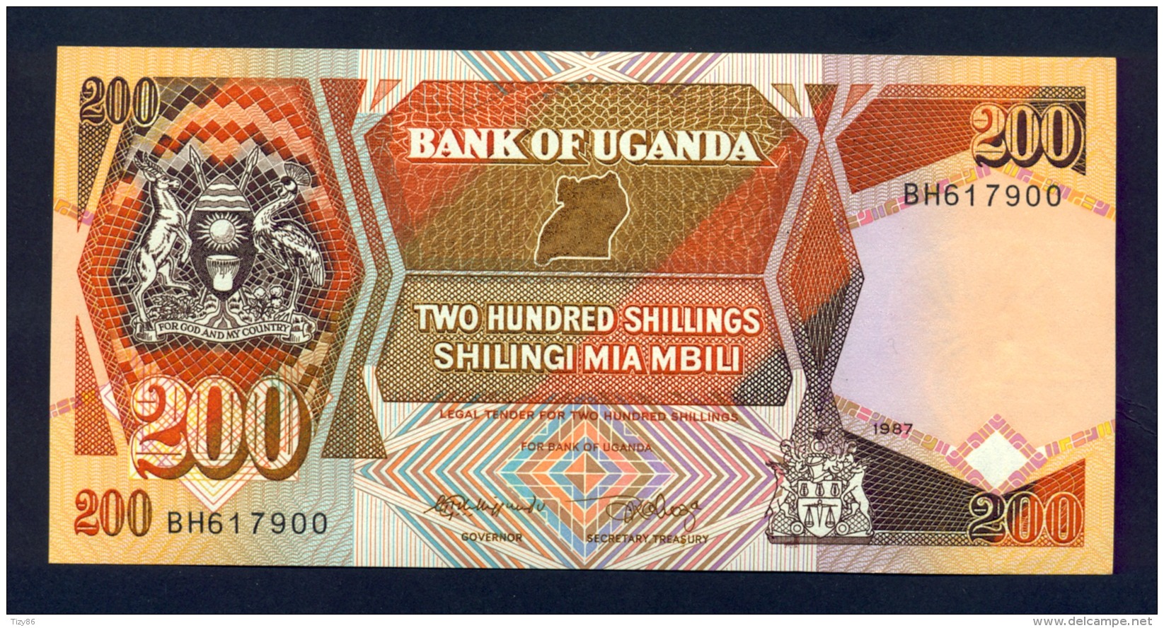 Banconota Uganda 200 Shillings 1987 FDS - Uganda