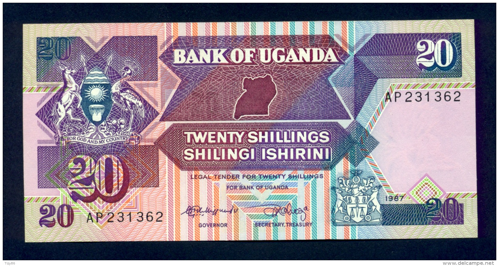 Banconota Uganda 20 Shillings 1987 FDS - Ouganda