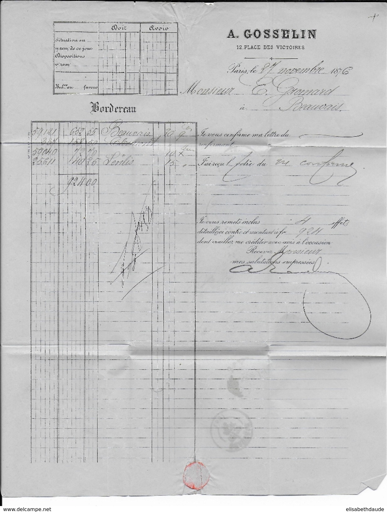 1876 - YVERT N°65+66 SAGE N/B Sur LETTRE De PARIS Pour BEAUVAIS - 1876-1878 Sage (Type I)