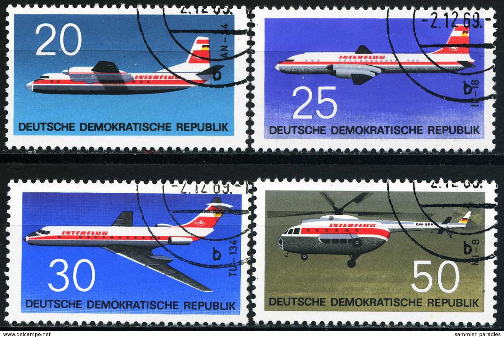 DDR - Michel 1524 / 1527 - OO Gestempelt (A) - Flugzeuge - Gebraucht