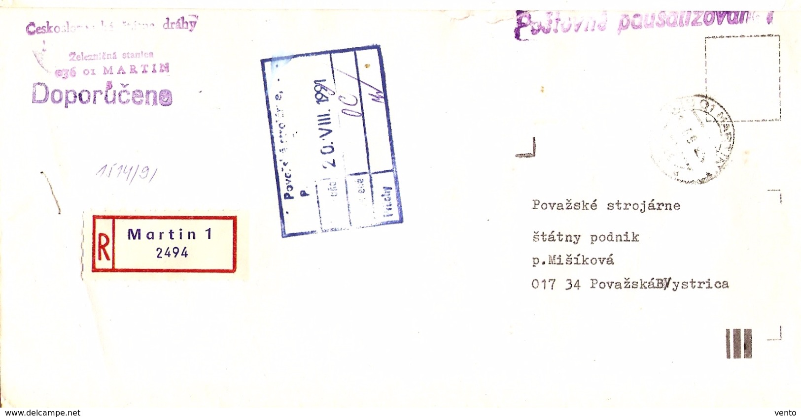 Slovakia R-letter Martin ... AX373 - Brieven En Documenten
