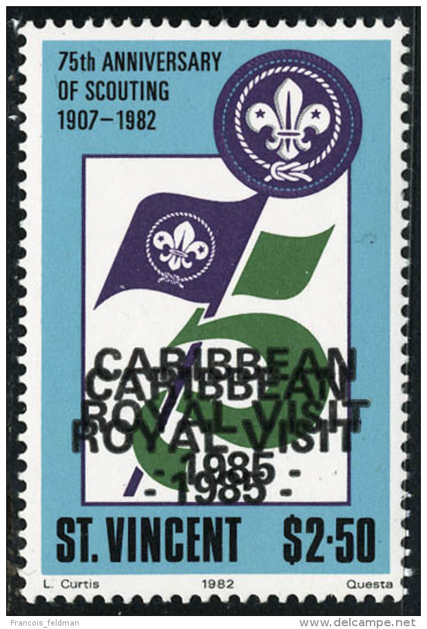 Neuf Sans Charni&egrave;re N&deg; 889, 2d50, 75&egrave; Anniversaire Du Scoutisme, Double Surcharge, Carribean... - Other & Unclassified