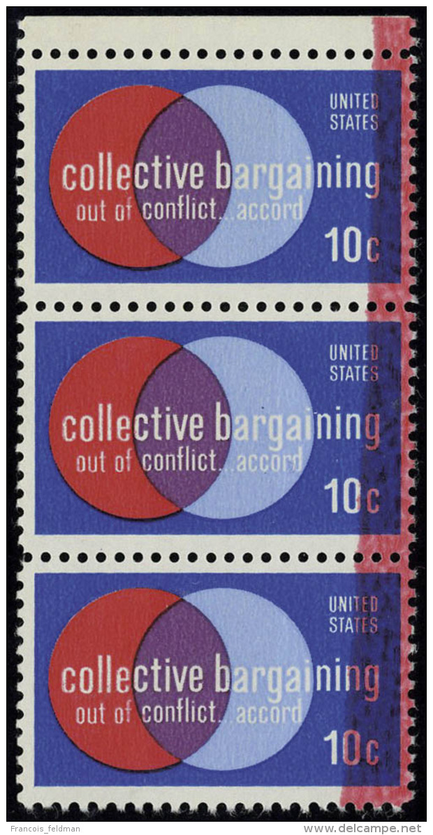 Neuf Sans Charni&egrave;re N&deg; 1045, Bande Verticale De 3ex, Bande Rouge &agrave; Droite, Bdf, Superbe - Other & Unclassified