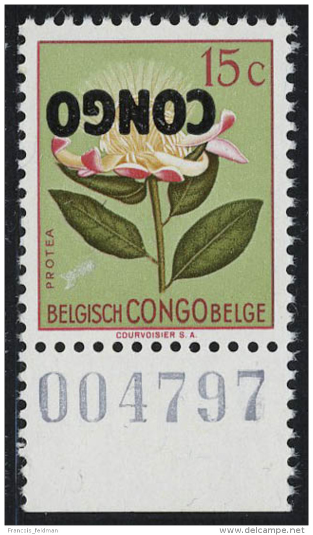 Neuf Sans Charni&egrave;re N&deg; 383, 15c Fleur, Sans La Surcharge 10c, Surcharge Congo Renvers&eacute;e, Non... - Other & Unclassified