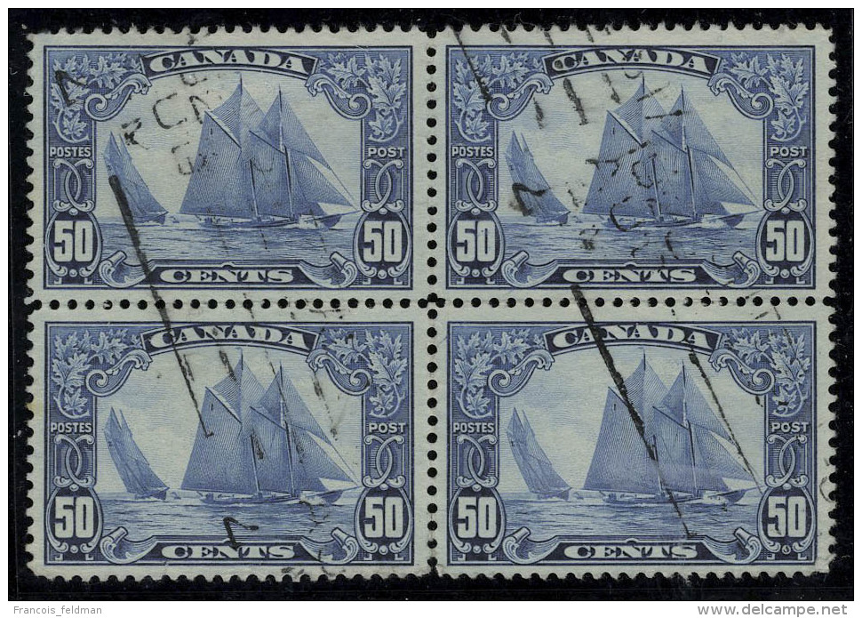 Oblit&eacute;r&eacute; N&deg; 138, 50c Bateaux Bluenose, Bloc De 4 Bien Centr&eacute;, T.B. - Autres & Non Classés