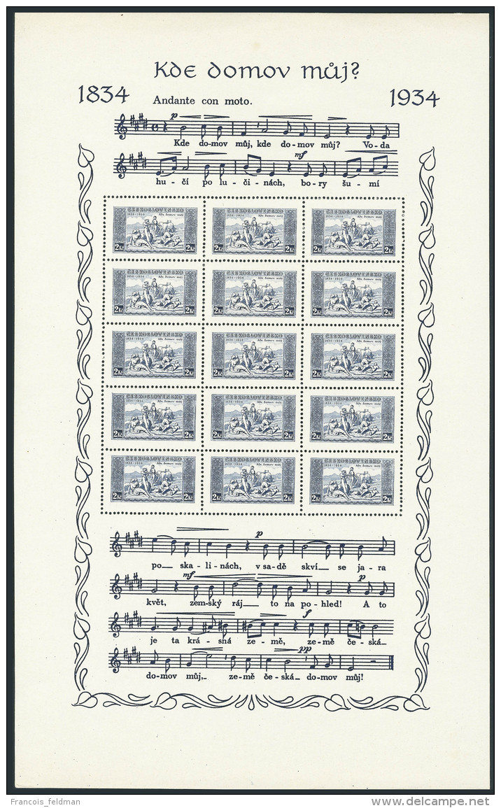 Neuf Sans Gomme N&deg; 1/2, Les 2 Blocs Musique Dans Le Livret D'origine T.B. Infime Taches Au Verso Du BF 1 En... - Other & Unclassified