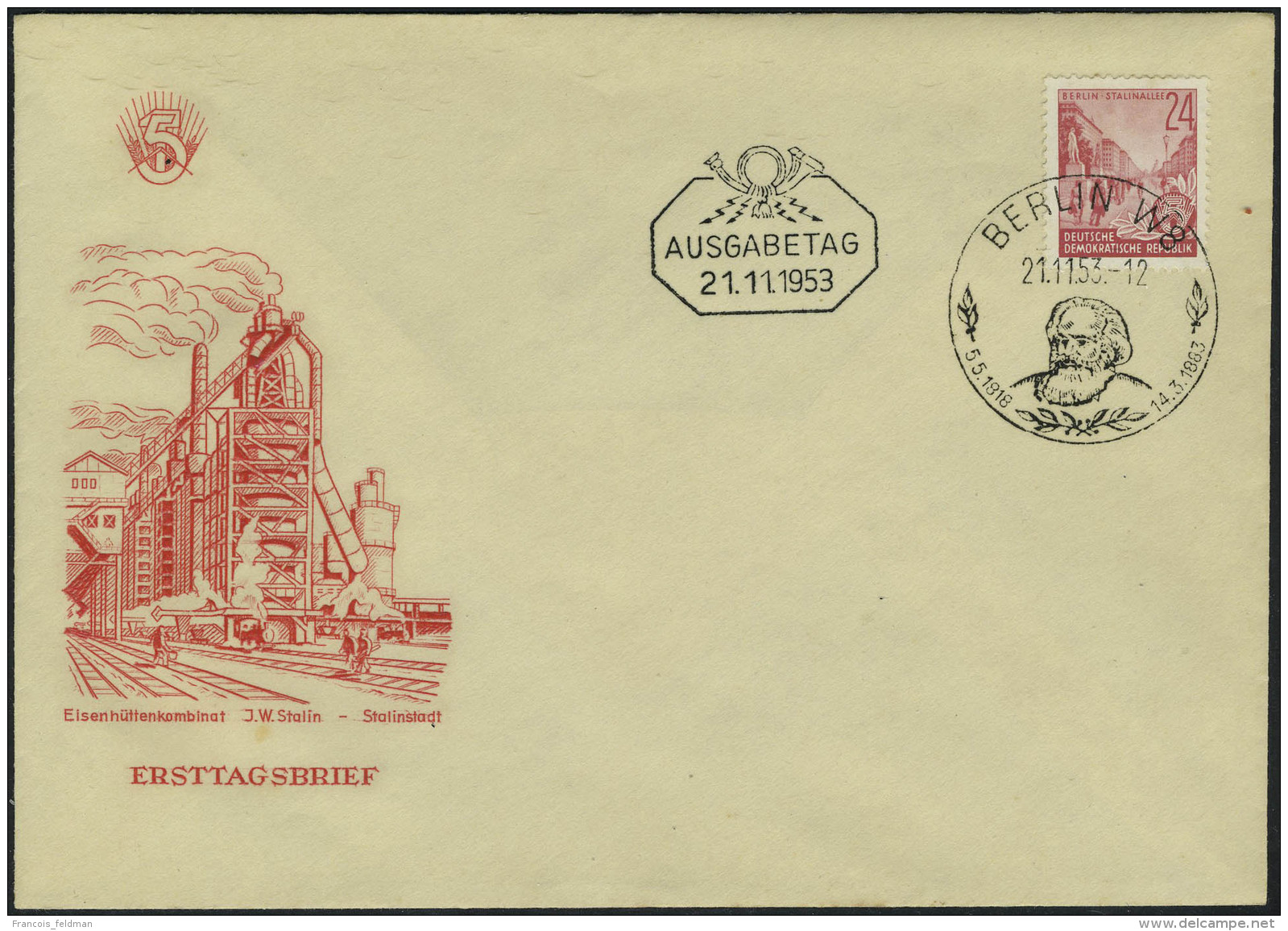 Lettre N&deg; 117/34, Les 18 Valeurs Sur 4 Enveloppes Illustr&eacute;es Obl FDC Berlin W8 10.8.53, N&deg; 126... - Andere & Zonder Classificatie