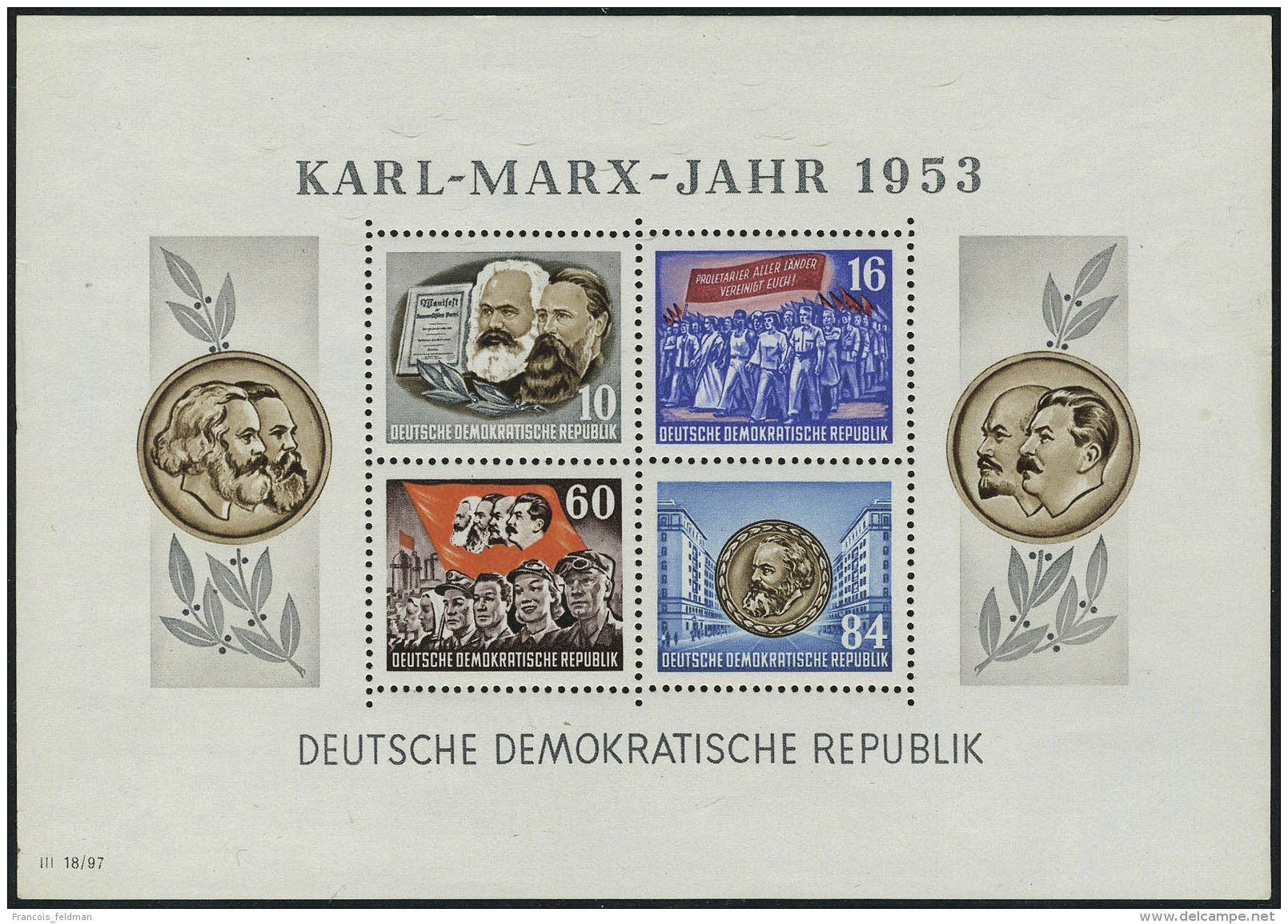 Neuf Sans Charni&egrave;re N&deg; 2/3, Blocs Karl Marx Dentel&eacute;s BF 2 ND Petites Adh&eacute;rences T.B. - Other & Unclassified