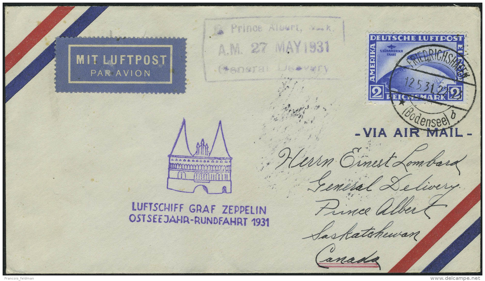 Lettre N&deg; 38/9, Sur L Zeppelin, Cachet  Illustr&eacute; Luftschiff Graf Zeppelin Ostsee Jahr - Rundfahrt 1931,... - Other & Unclassified