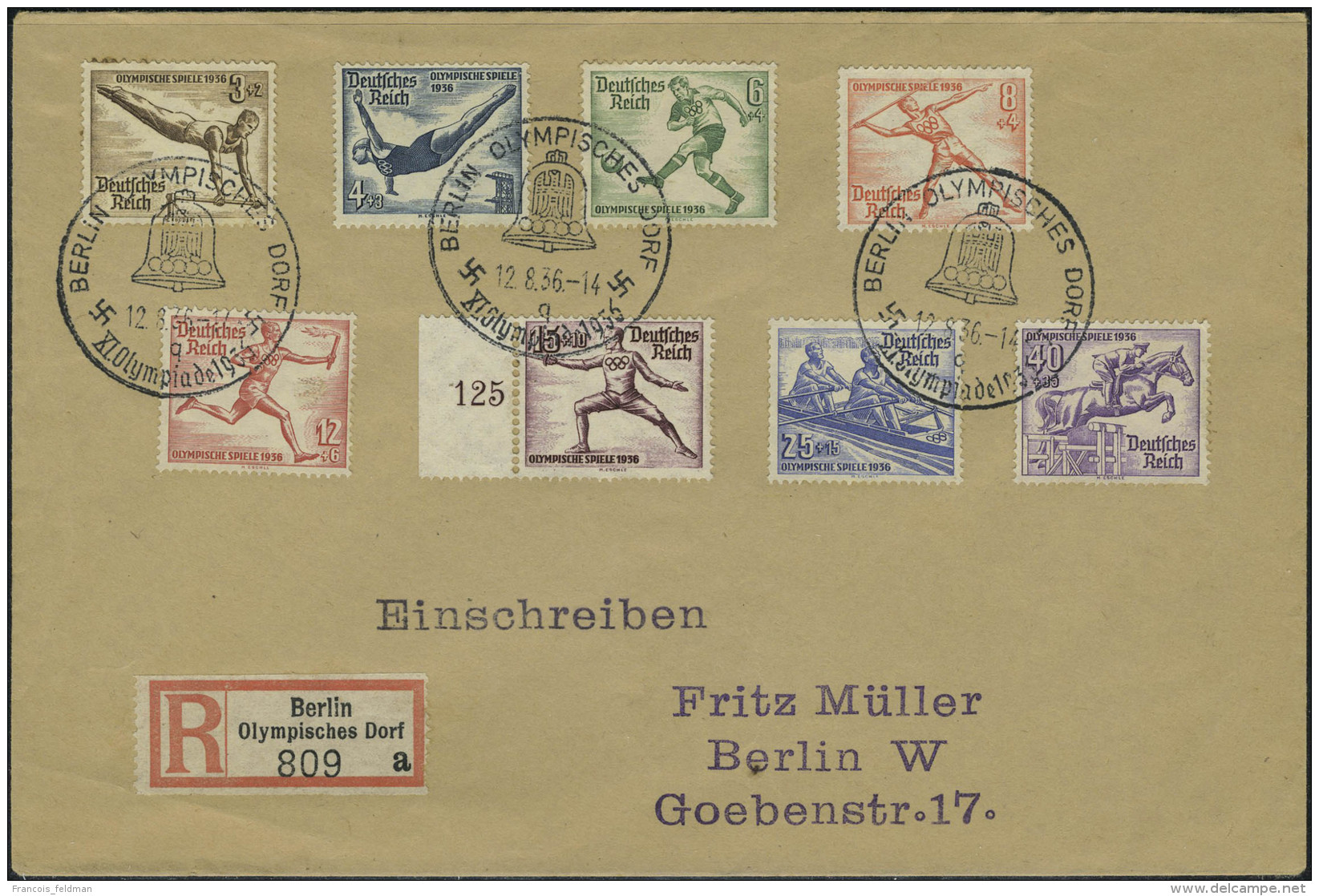 Lettre N&deg; 565/72, La S&eacute;rie Compl&egrave;te Jeux Olympique Sur LR C&agrave;d Illustr&eacute; Berlin... - Sonstige & Ohne Zuordnung