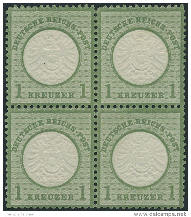 Neuf Sans Charni&egrave;re N&deg;20. 1k Vert-jaune. Bloc De 4. T.B. 2ex Cl (Michel) - Other & Unclassified