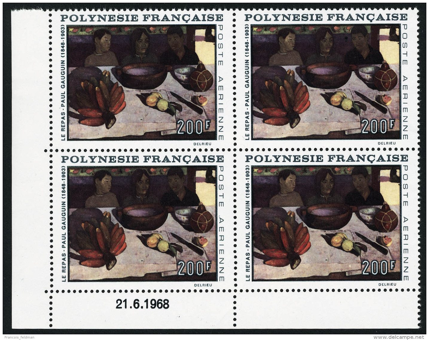 Neuf Sans Charni&egrave;re N&deg; 25, Le Repas De Gauguin En Bloc De 4 CD 21.6.1968 T.B. - Other & Unclassified