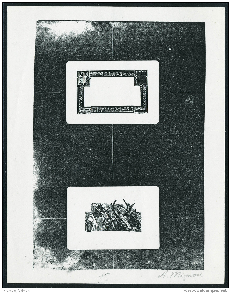 Type Attelage De Z&eacute;bus, &eacute;preuve D'artiste En Noir D&eacute;compos&eacute;e : Centre + Cadre, Valeur... - Sonstige & Ohne Zuordnung