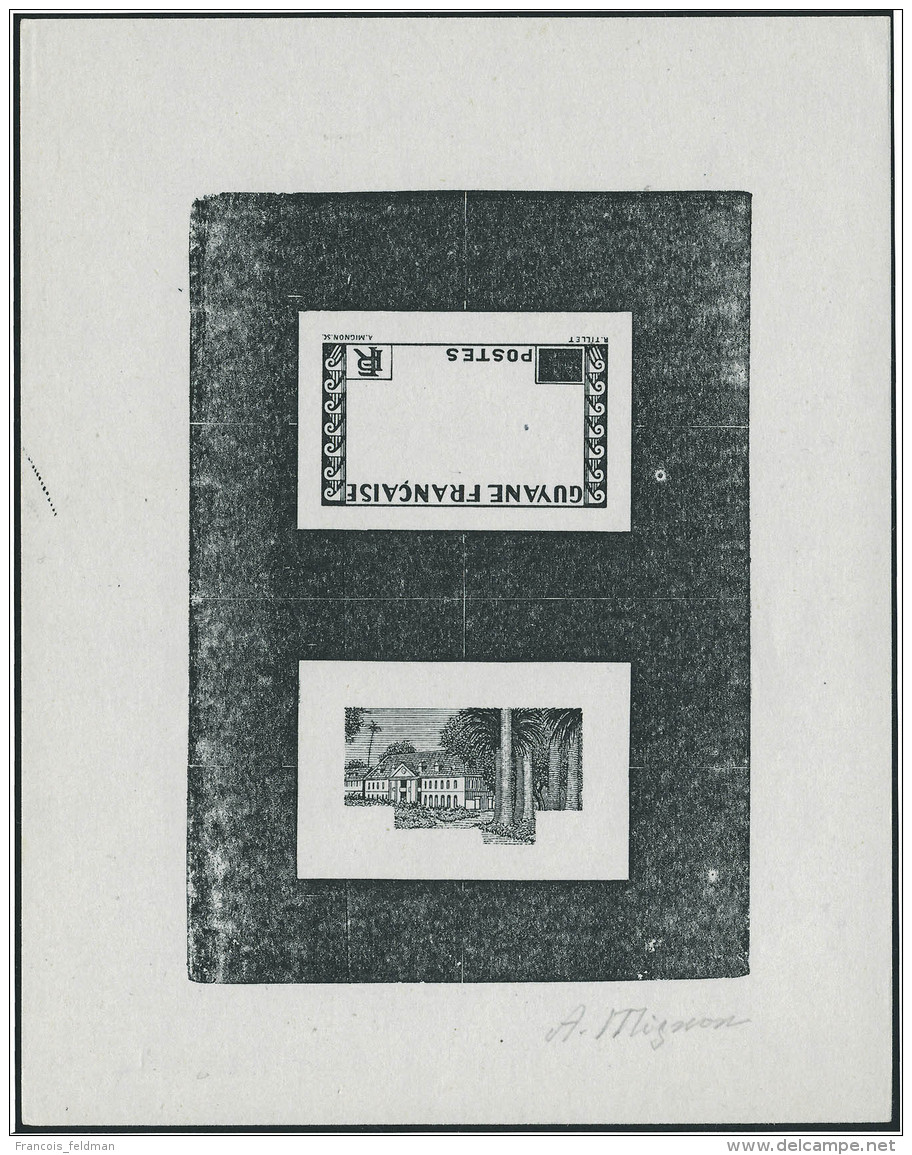 Type H&ocirc;tel Du Gouvernement De 1929. Epreuve D'artiste En Noir, En 2 Parties : Cadre + Fond. Sans La Valeur... - Other & Unclassified