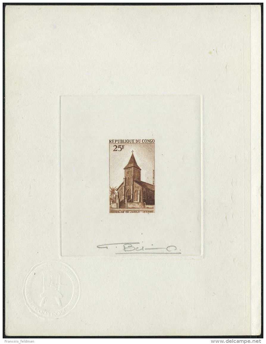 N&deg; 251, 25f Eglise De Linzolo &eacute;preuve D'artiste En Brun Rouge Sign&eacute;, Cachet &agrave; Sec T.B. - Autres & Non Classés