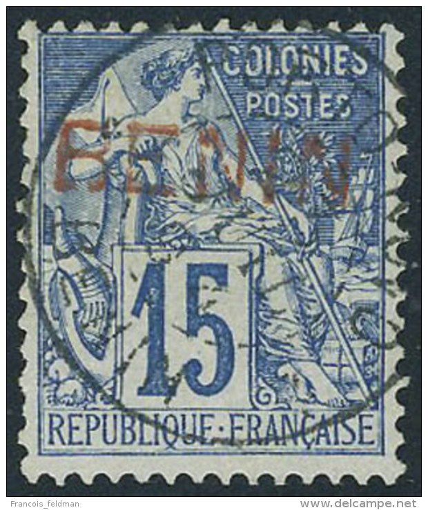 Oblit&eacute;r&eacute; N&deg; 6B, 15c Bleu Surcharge Rouge, T.B. Sign&eacute; A Brun - Other & Unclassified