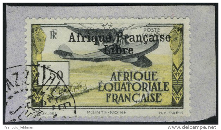 Fragment N&deg; 14, 1f50 Afrique Fran&ccedil;aise Libre, Obl Sur Petit Fragment, T.B. Sign&eacute; JF Brun - Other & Unclassified