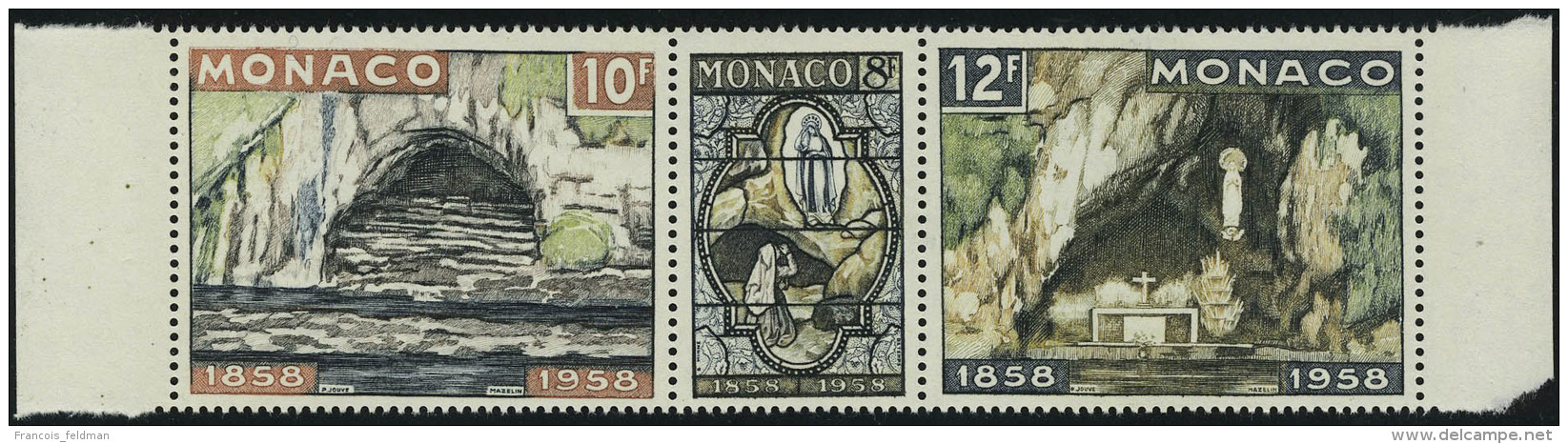 Neuf Sans Charni&egrave;re N&deg; 496/98, Le Triptyque Lourdes Grotte Mordor&eacute;e, Bdf, T.B. Maury 521A - Other & Unclassified