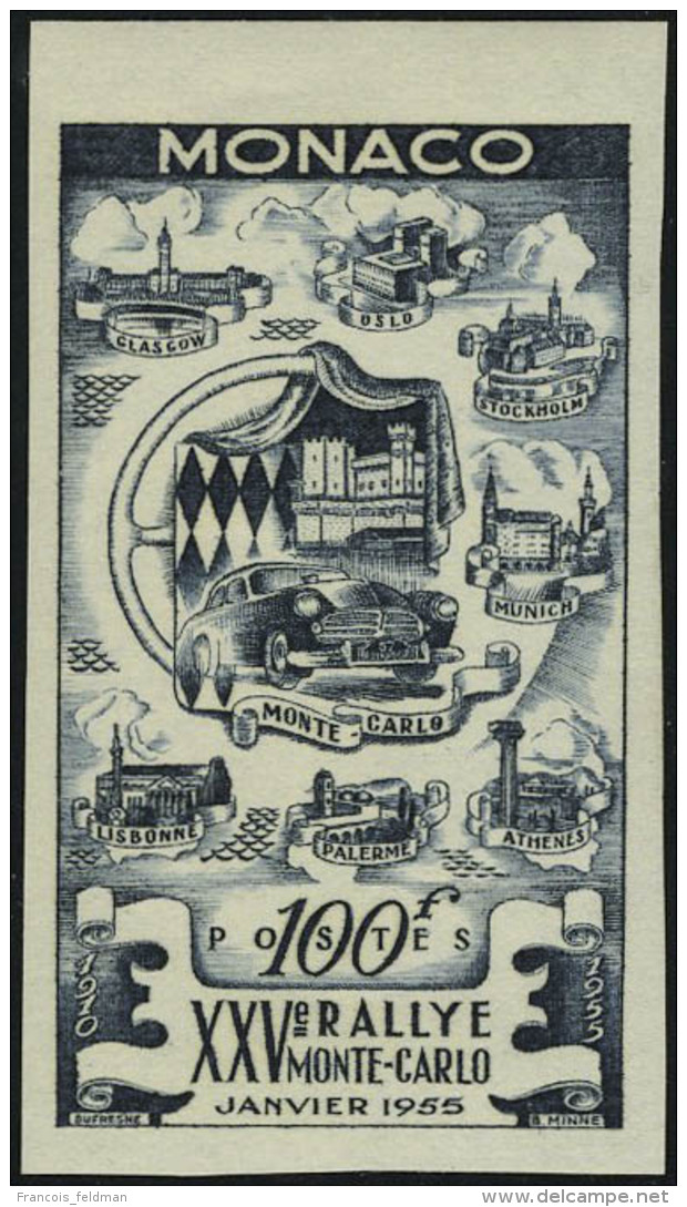 Neuf Sans Charni&egrave;re N&deg; 420, 100f XXV&egrave; Rallye Mont&eacute; Carlo Janvier 1955, Essai De Couleur,... - Andere & Zonder Classificatie