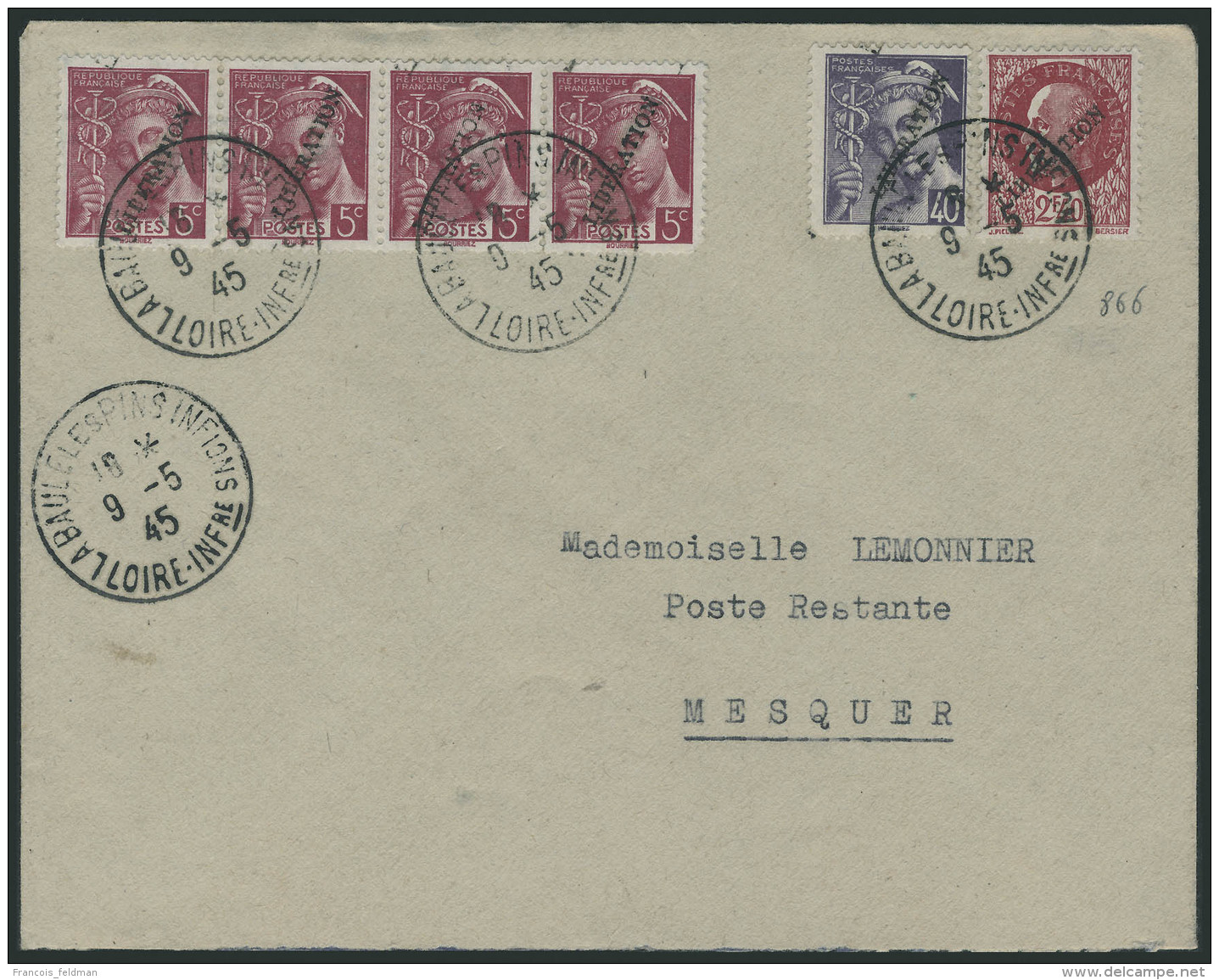 Lettre Poche De Saint-Nazaire. T.P. N&deg;406 (bande De 4), N&deg;519 Et 548, Tous Surcharg&eacute;s... - Other & Unclassified