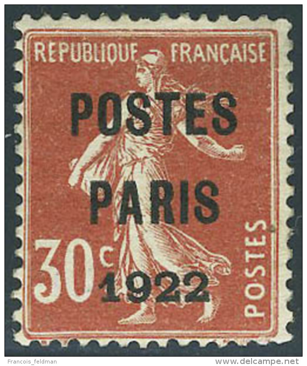 Gomme Non Originale N&deg; 32, 30c Rouge Postes Paris 1922, GNO T.B. - Other & Unclassified