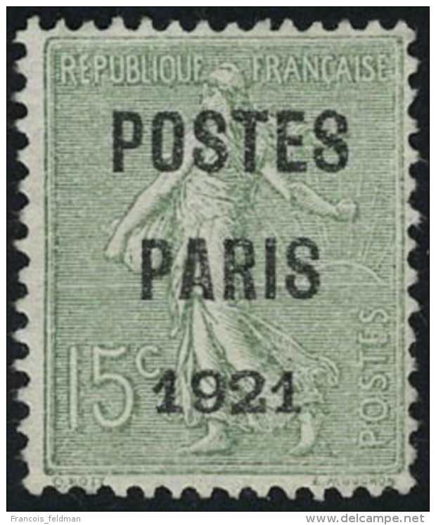 Neuf Sans Gomme N&deg; 28, 15c Postes Paris 1921, T.B. Sign&eacute; Brun - Other & Unclassified