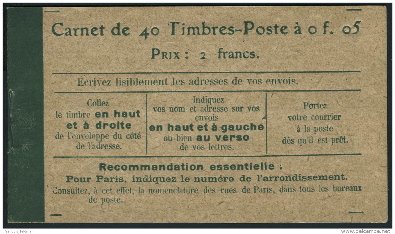 Neuf Sans Charni&egrave;re N&deg; 137-C9, 5c Vert Semeuse Type II, Couv Avec En 2&egrave; Page Loi Du 29 Mars 1920,... - Other & Unclassified