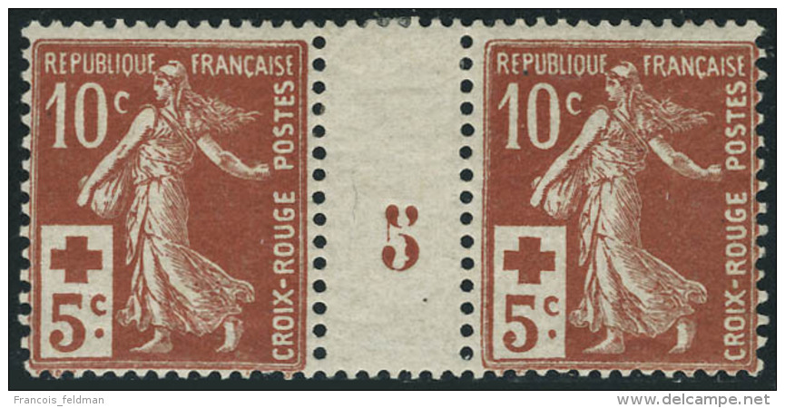 Neuf Avec Charni&egrave;re N&deg; 147, 10c + 5c Croix Rouge, Paire Hor. Avec Mill&eacute;sime 5, Cl, T.B. - Other & Unclassified