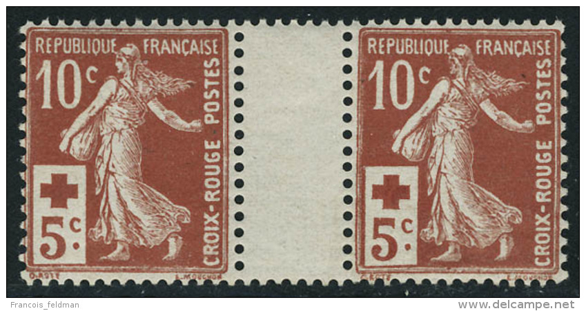 Neuf Sans Charni&egrave;re N&deg; 147, 10c + 5c Croix Rouge, Paire Hor. Interpanneau, T.B. - Other & Unclassified
