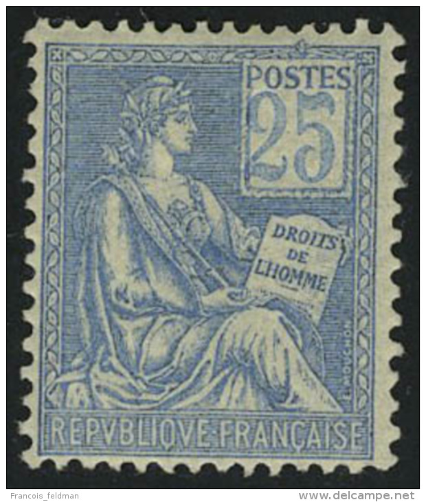 Neuf Avec Charni&egrave;re N&deg; 114a, 25c Bleu, Chiffres Tr&egrave;s P&acirc;les Et D&eacute;plac&eacute;s, T.B. - Autres & Non Classés