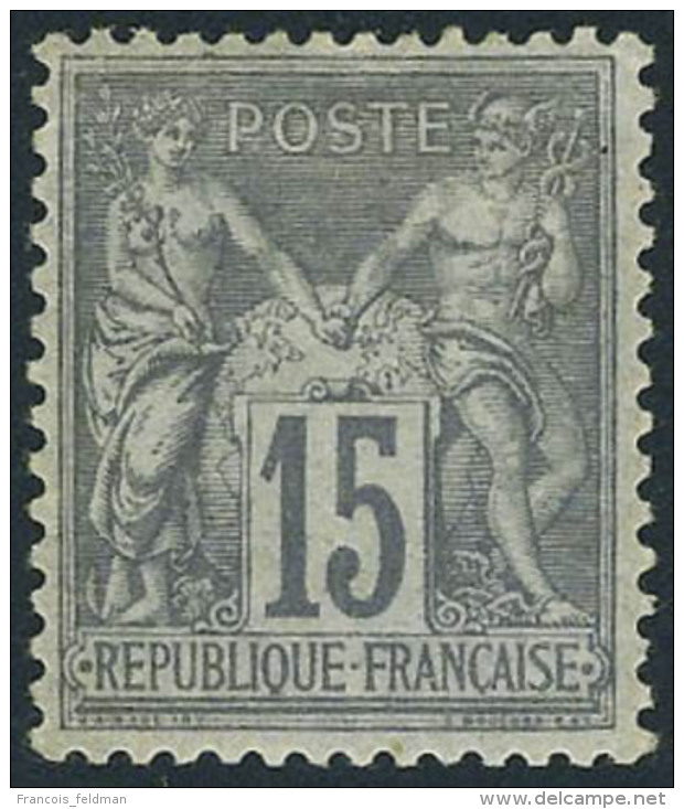 Neuf Avec Charni&egrave;re N&deg; 77, 15c Gris Excellent Centrage, Superbe, Sign&eacute; JF Brun - Autres & Non Classés