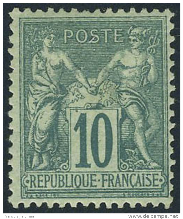 Neuf Avec Charni&egrave;re N&deg; 76, 10c Vert, Cl, Bien Centr&eacute;, T.B. Sign&eacute; JF Brun - Autres & Non Classés