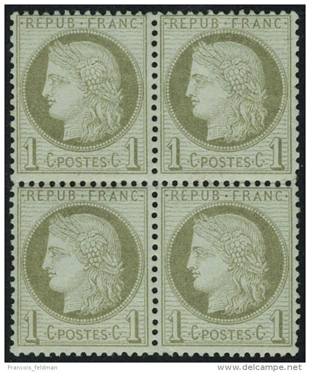 Neuf Avec Charni&egrave;re N&deg; 50, 1c Vert Olive, Bloc De 4 Dont 2ex Neufs **, T.B. - Other & Unclassified