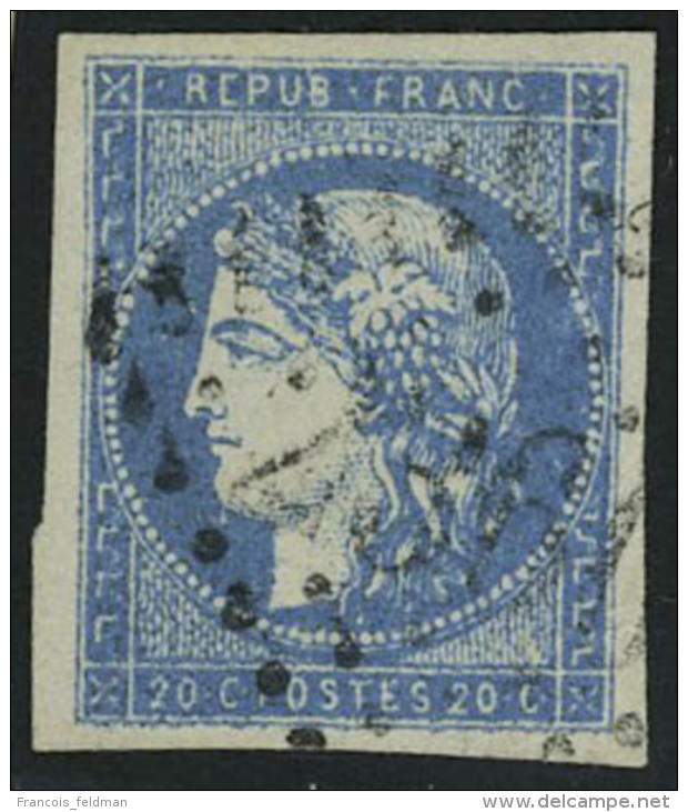 Oblit&eacute;r&eacute; N&deg; 44Ba, 20c Bleu Fonc&eacute; Type I, Report 2, T.B. Sign&eacute; A Brun - Other & Unclassified