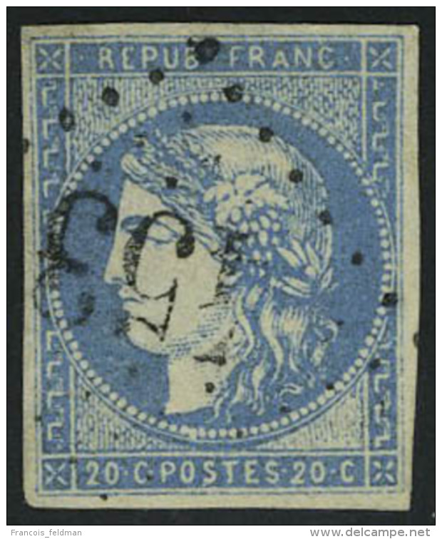 Oblit&eacute;r&eacute; N&deg; 44B, 20c Bleu Type I, Report 2, T.B. Sign&eacute; A Brun - Sonstige & Ohne Zuordnung