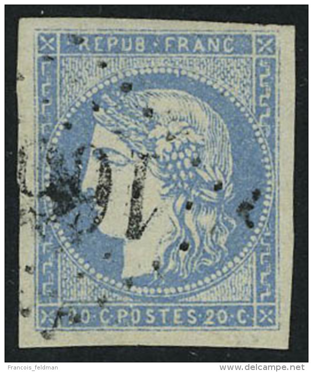 Oblit&eacute;r&eacute; N&deg; 44A, 20c Bleu Type I Superbe, Sign&eacute; Brun - Sonstige & Ohne Zuordnung