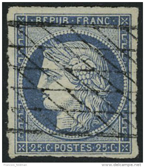 Oblit&eacute;r&eacute; N&deg; 4, 25c Bleu Obl Grille Sans Fin T.B. - Other & Unclassified