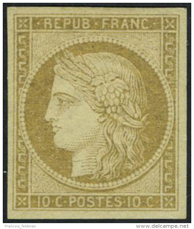 Neuf Avec Charni&egrave;re N&deg; 1, 10c Bistre Jaune T.B. Sign&eacute; Brun - Andere & Zonder Classificatie