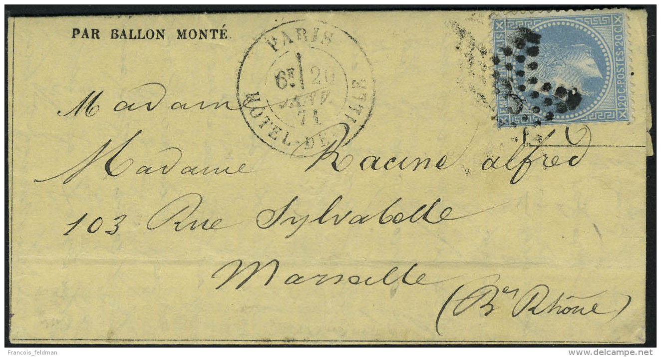 Lettre LE GENERAL DAUMESNIL, Gazette Des Absents N&deg; 29, D&eacute;part Paris Hotel De Ville 20.1.71 Pour... - Autres & Non Classés