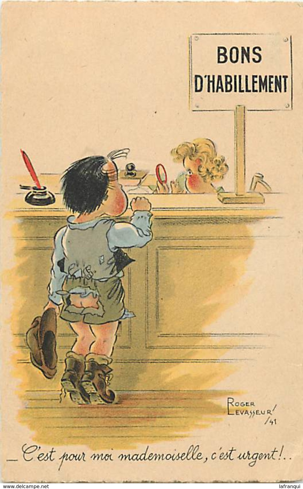 Themes Div Ref P196 - Dessin Illustrateur Roger Levasseur -enfants - Bons D Habillement -1941- - Levasseur, Roger