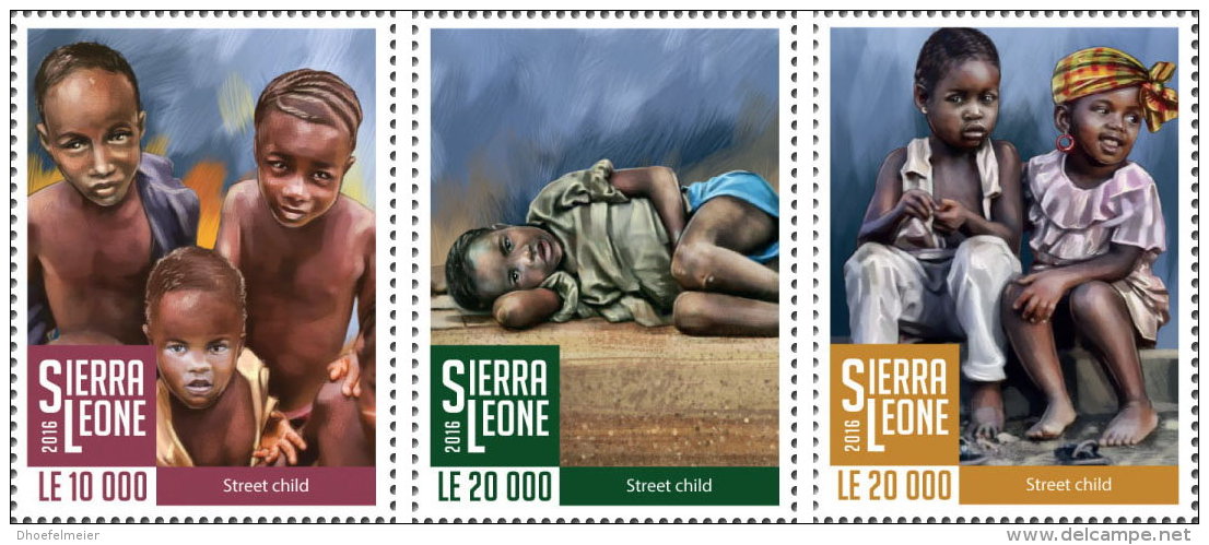 SIERRA LEONE 2016 ** Street Childs Straßenkinder Enfants De La Rue 3v - IMPERFORATED - A1708 - Sonstige & Ohne Zuordnung