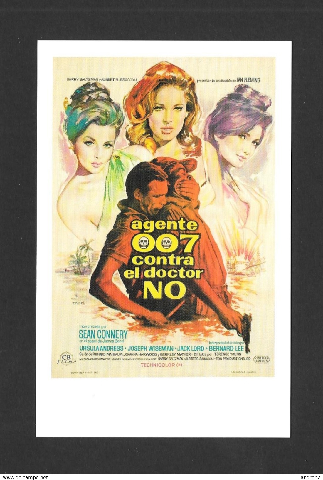 AFFICHES - POSTERS - CINÉMA - JAMES BOND AGENT 007 - SEAN CONNERY URSULA ANDRESS JOSEPH WISEMAN JACK LORD DR.NO (1962) - Affiches Sur Carte