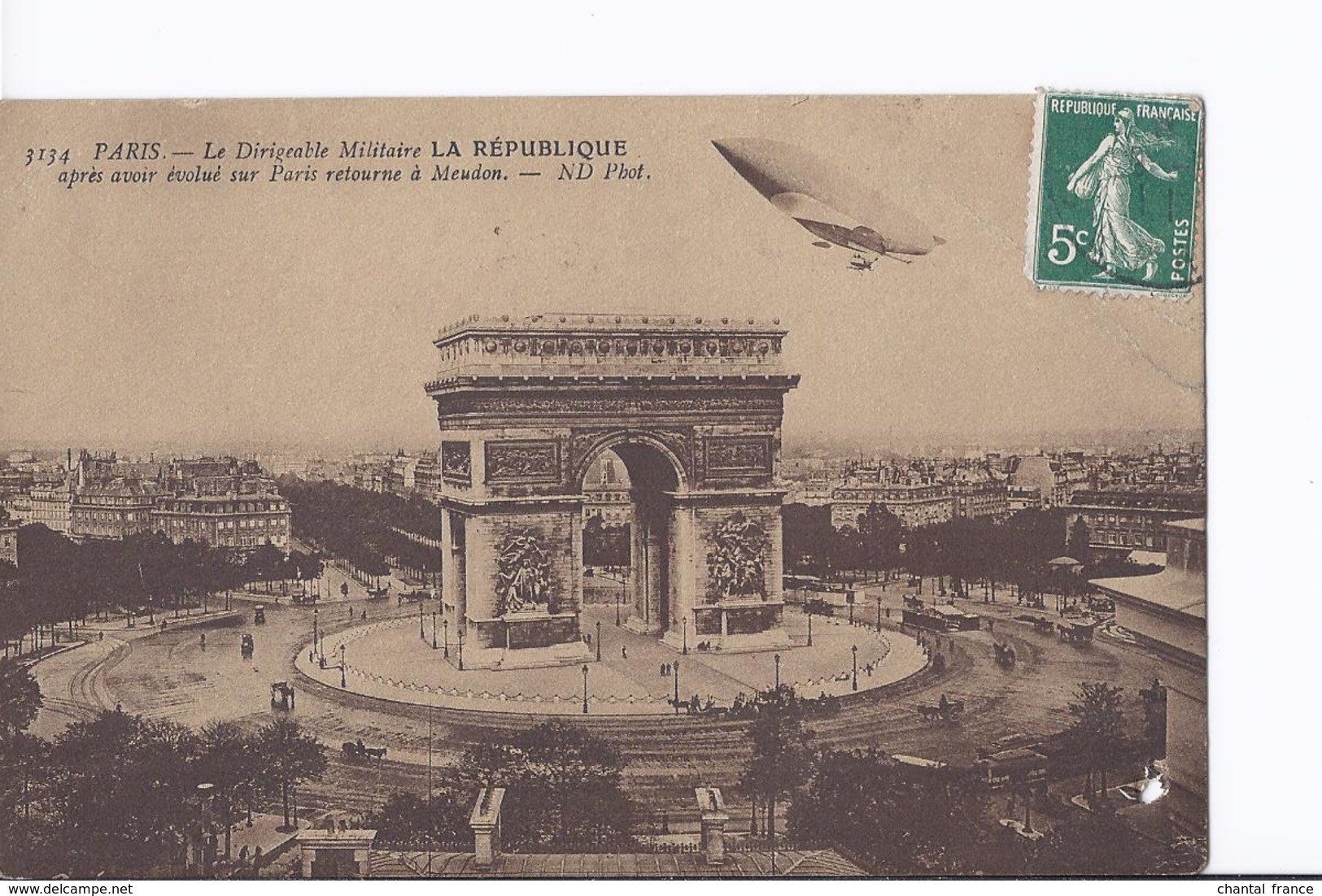 2 Cpa  Asnières "Clément-Bayard" + Tramway Et Paris "La République" Passant Au-dessus De L'Arc De Triomphe - Dirigibili