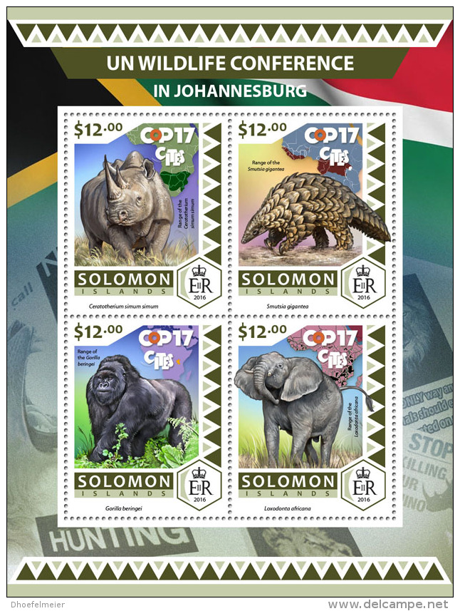 SOLOMON ISLANDS 2016 ** UN Wild Liefe Conference Gorilla M/S - OFFICIAL ISSUE - A1708 - Gorilles