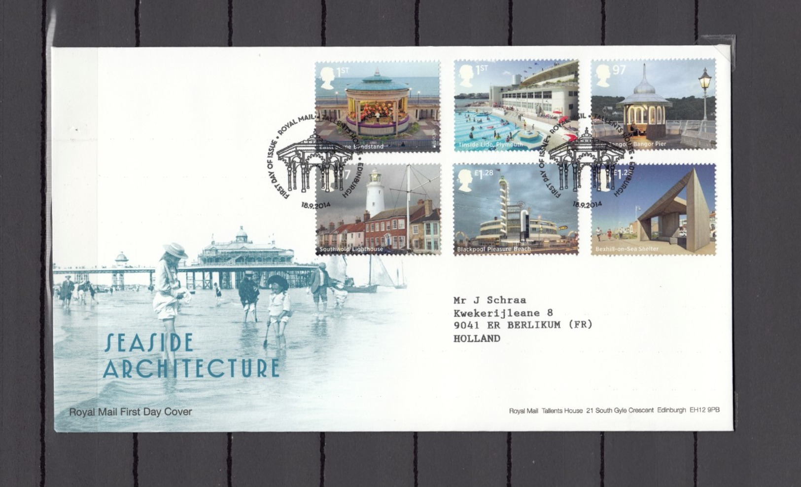 Great Britain 2014 - Seaside Architecture FDC, Michelnr. 3637-42, Cat.val. &euro; 17,00 - 2011-2020 Decimal Issues