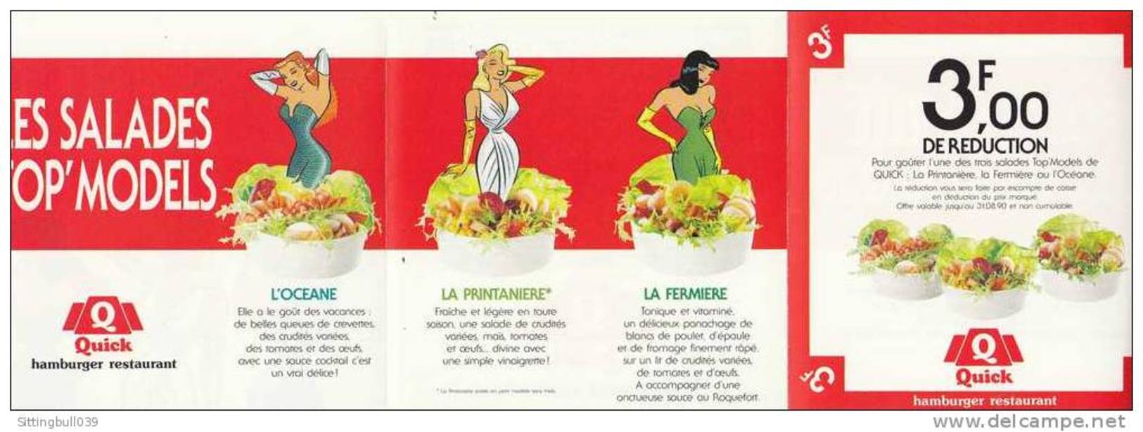 CHALAND. Découvrez Les Top´ Models De QUICK. Dépliant PUB Avec Pin-ups. 1990. Pièce De Collection ! - Advertentie