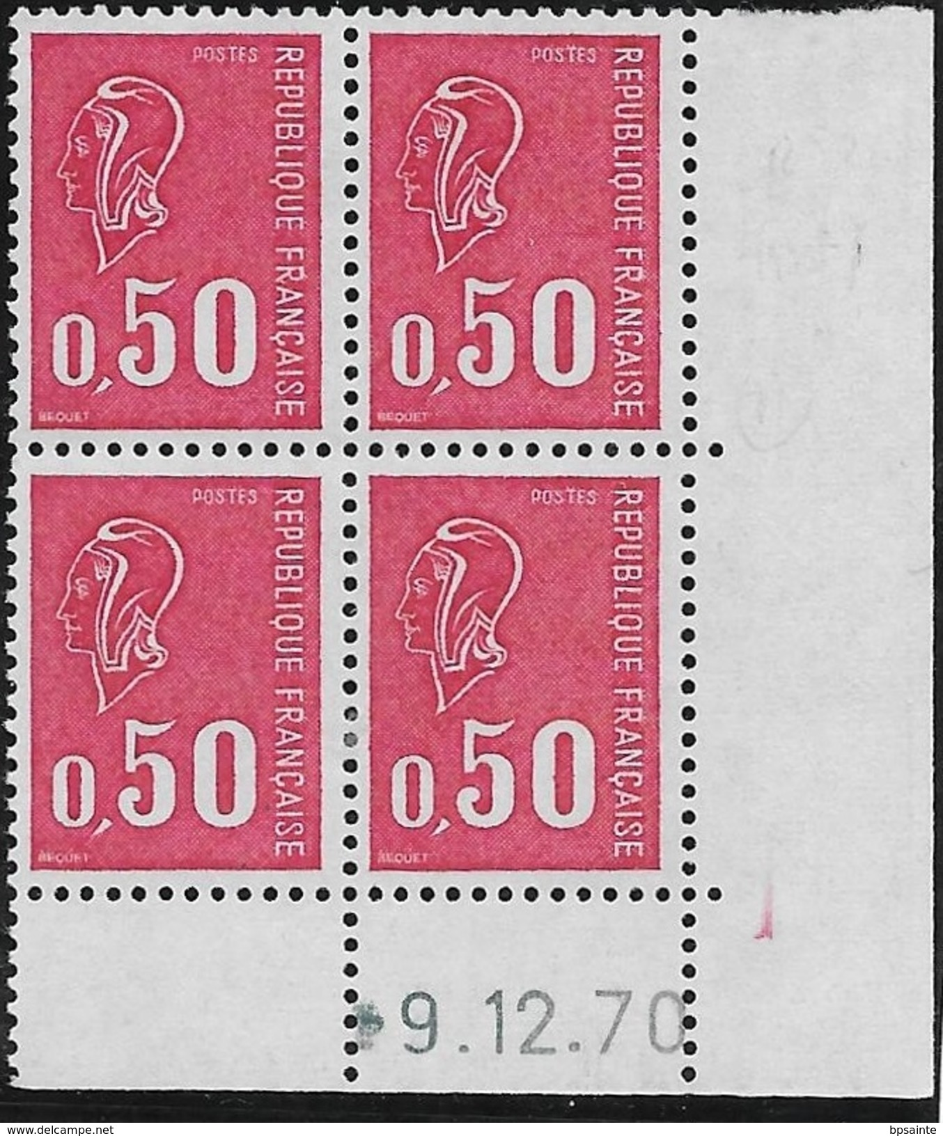 Coin Daté 0,50F Béquet 9.12.70 2ème Tirage Cylindre B - 1970-1979