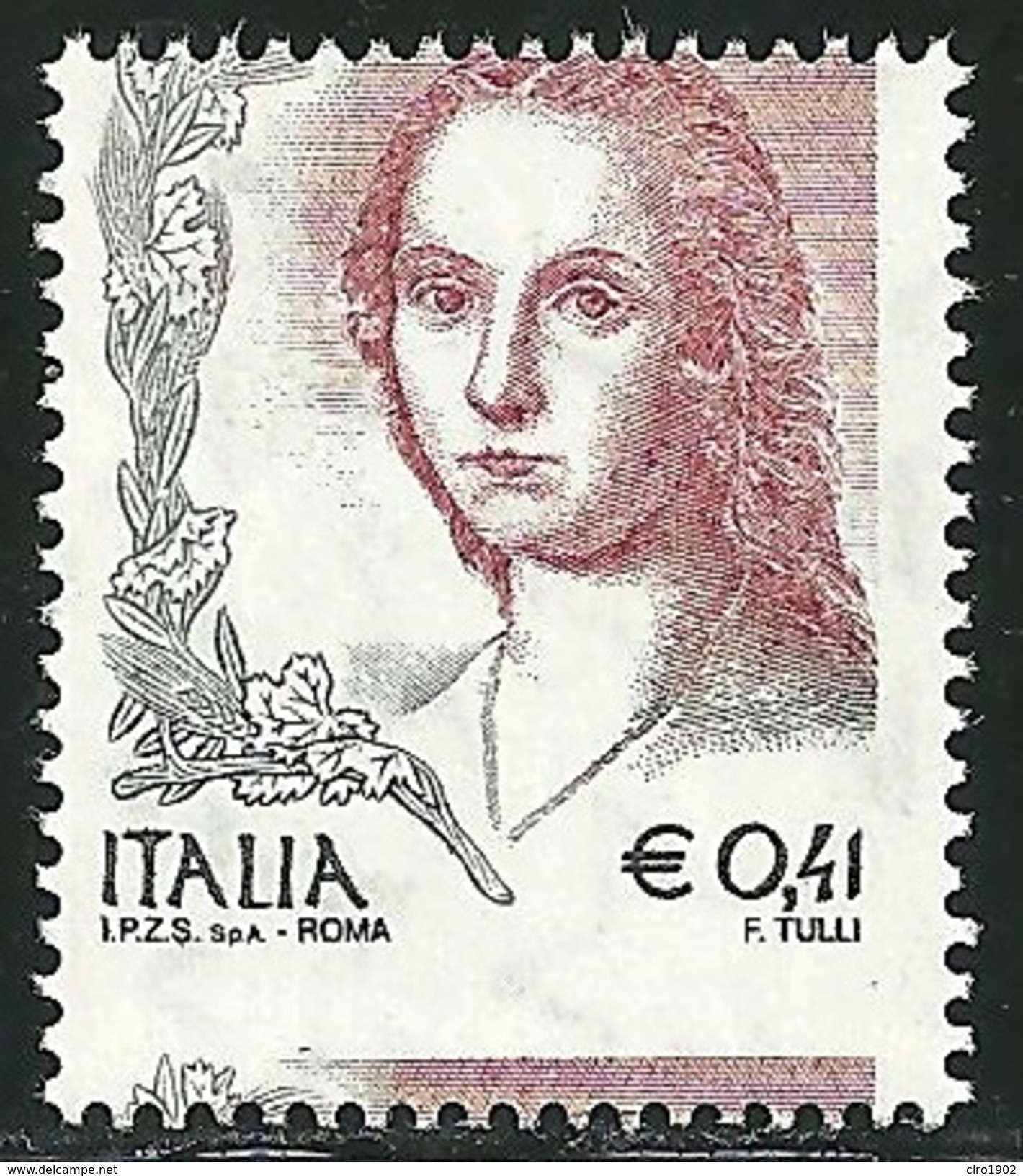 2004 - REPUBBLICA - DONNA NELL´ARTE  - 0,41 EURO - VARIETA´ - MNH - SIGNED - LUSSO - Varietà E Curiosità