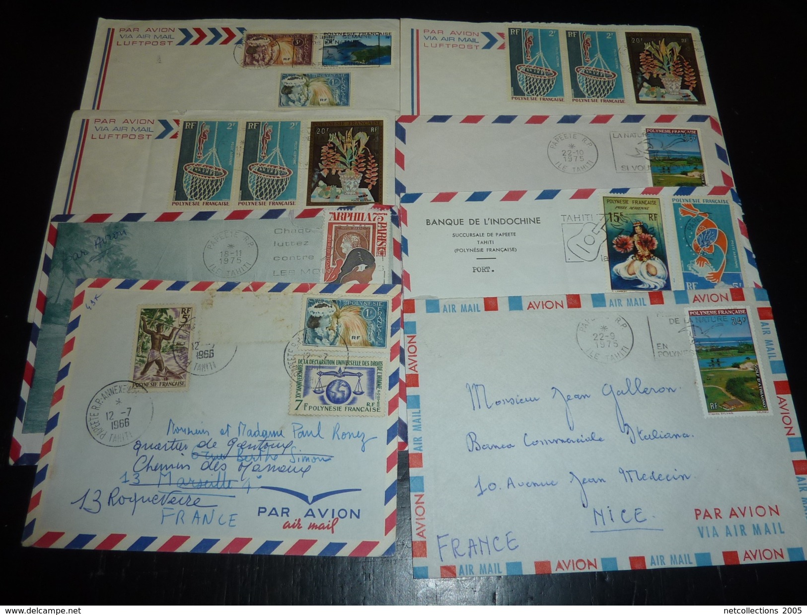 LOT DE 34 ENVELOPPES SUR LA POLYNESIE FRANCAISE DE 1966 à 2009  AVEC CACHETS à DATES ET FLAMMES - LETTRE MARCOPHILIE - Collections, Lots & Séries